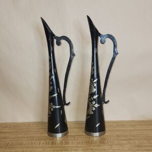 Elegant Black and Silver Decorative Vases